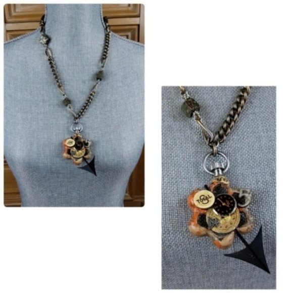 coiledfusionjewelry Jewelry - VTG Chain Necklace Pyrite Industrial Watch